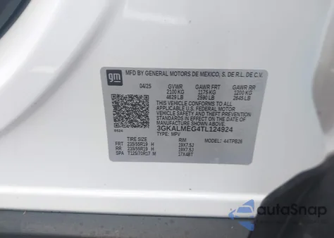 2026 GMC Terrain Fwd Elevation from USA, damaged, VIN 3GKALMEG4TL124924